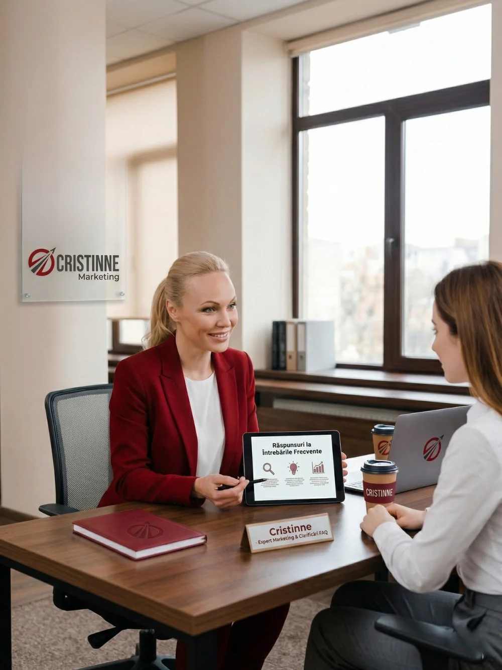 Specialist Cristinne prezintă răspunsuri personalizate la întrebările frecvente despre servicii de marketing digital pentru IMM-uri